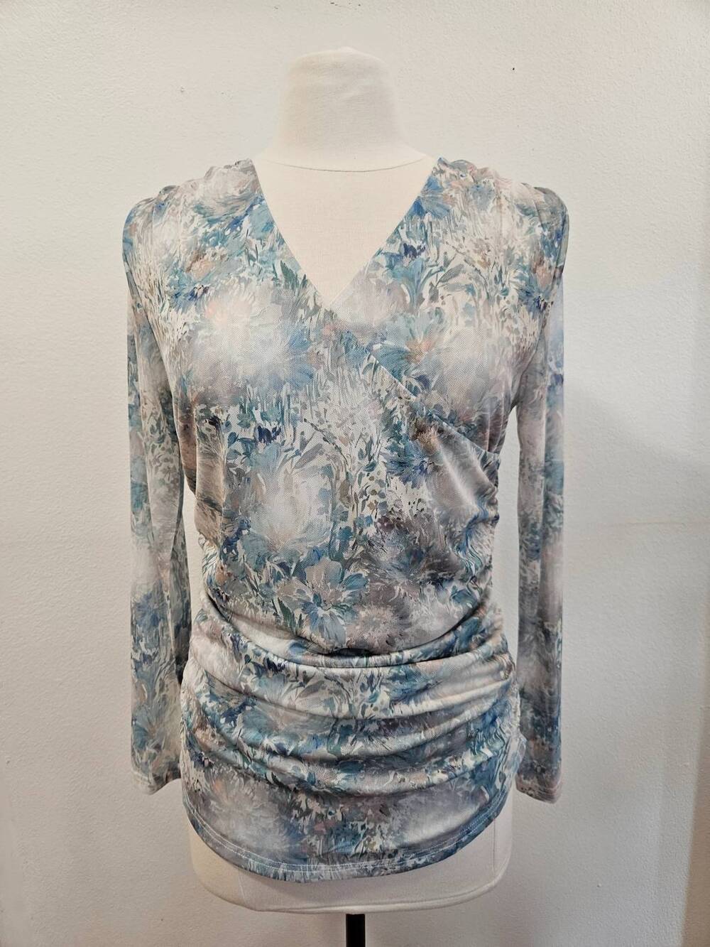NEW ADORE women's floral mesh top in blue